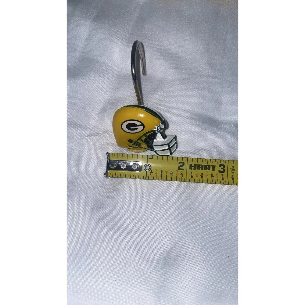 Green Bay Packers NFL Shower Curtain Hooks Set of 10 Yellow Helmet Bathroom